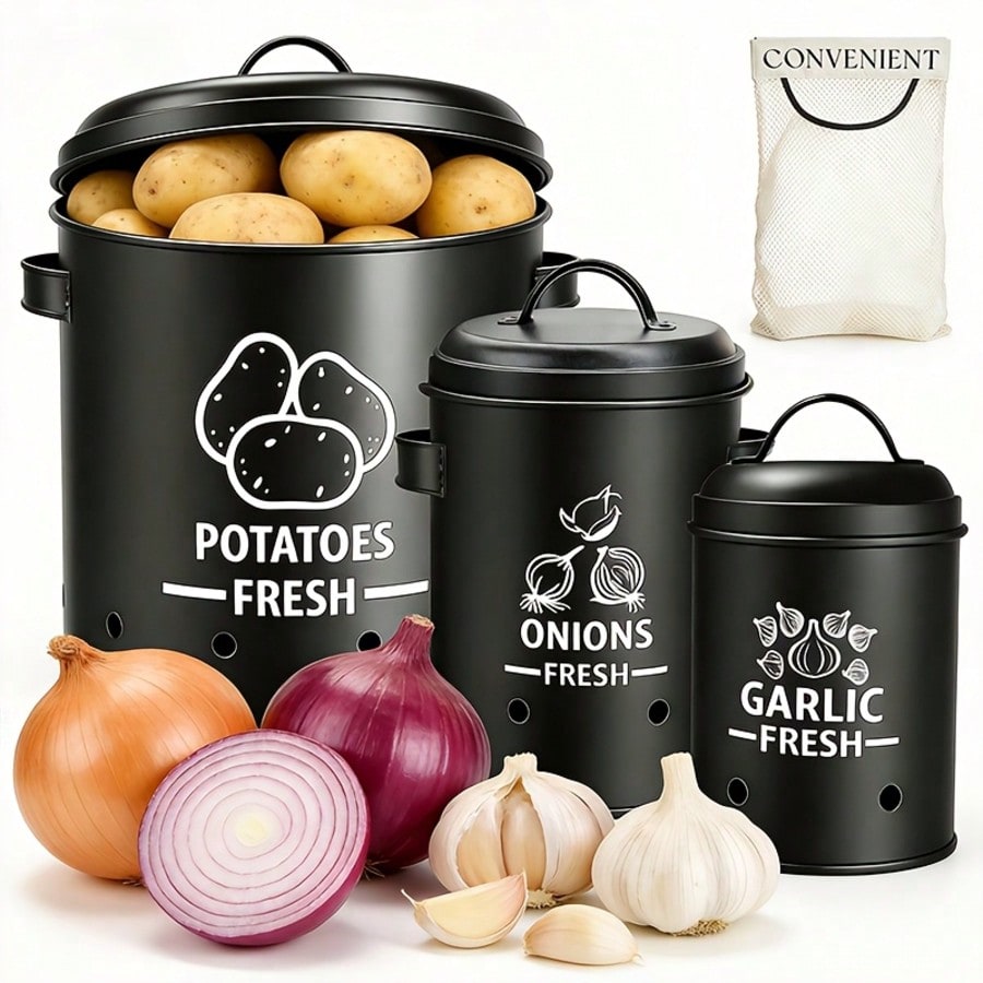 Kitchen Gadgets Organizer - Set di Contenitori per Patate, Cipolle