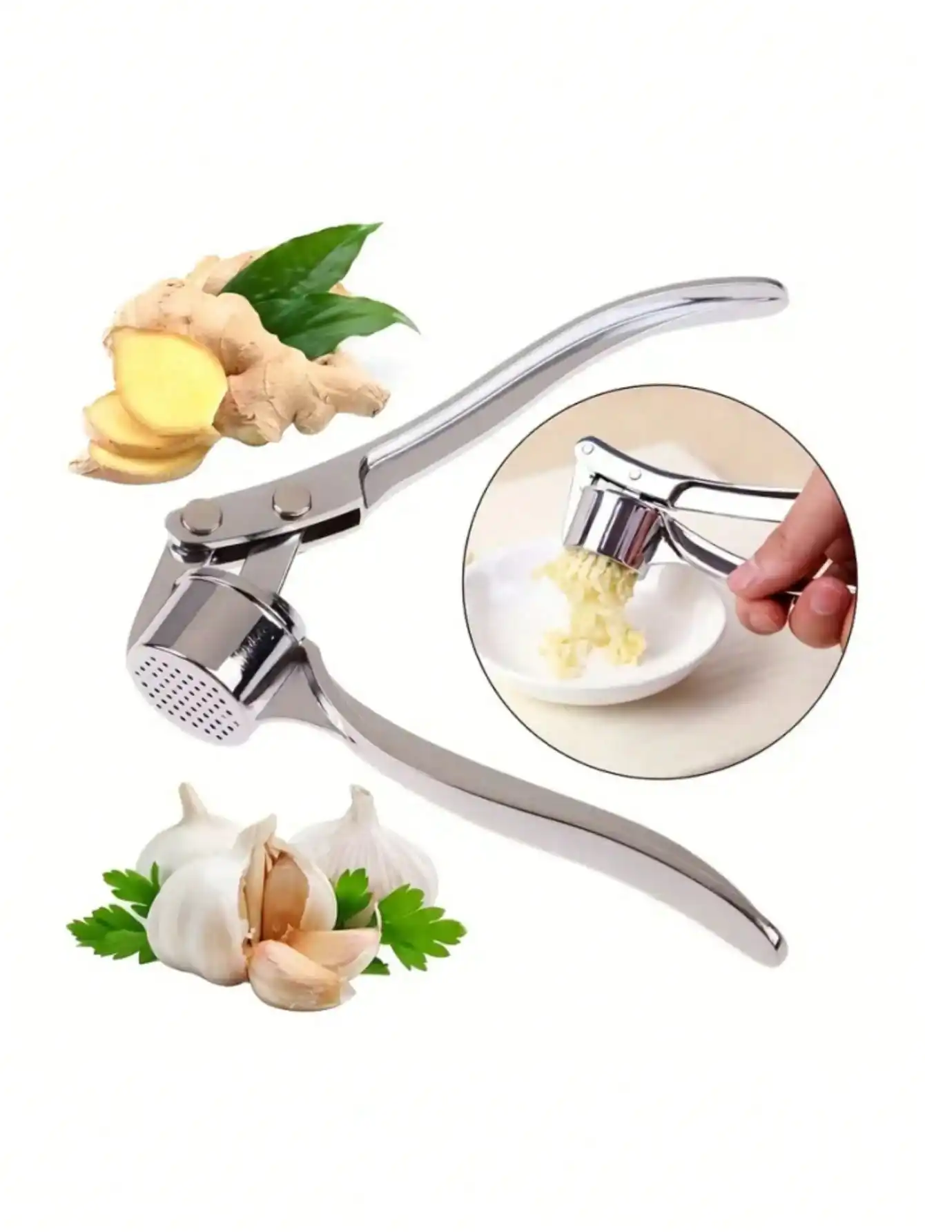 Manual Garlic Press - Spremiaglio da Cucina in Acciaio Inossidabile,